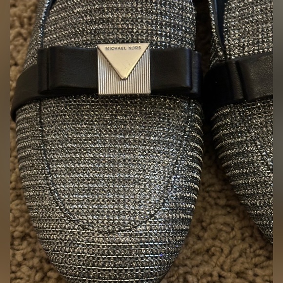Michael Kors Black and Gray Loafers with Bow Accent - Picture 3 of 6